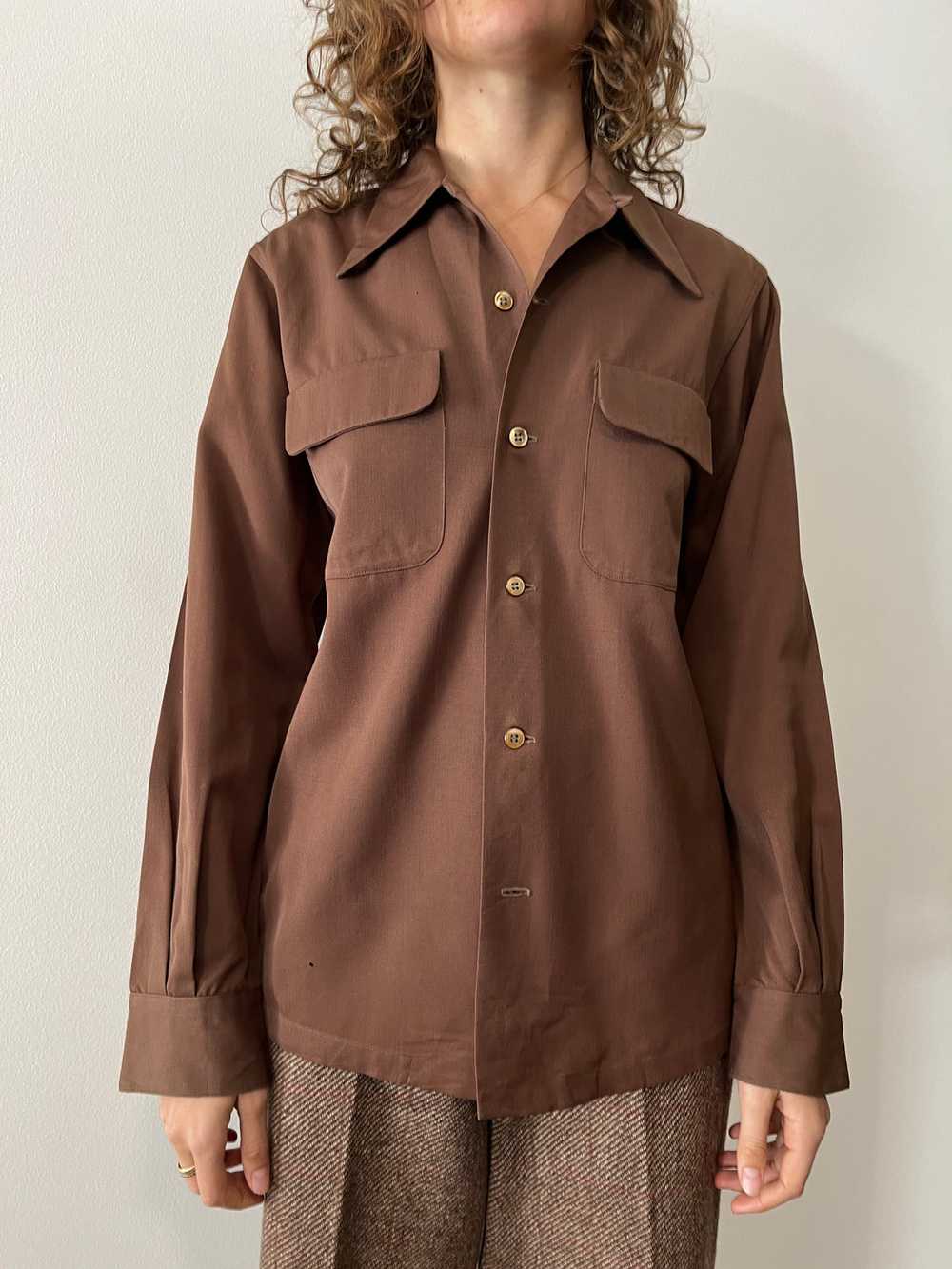 1940s Brown Flap Pocket Shirt - image 2