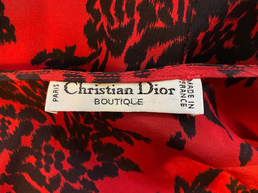 Christian Dior 80s Red and Black Silk Floral Wrap… - image 4
