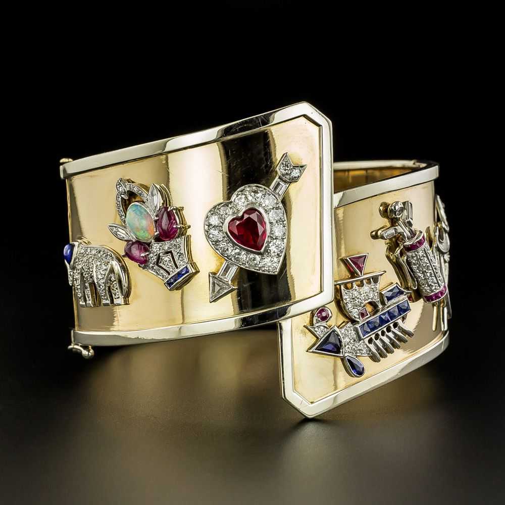 Art Deco Charm Bangle Bracelet - image 1