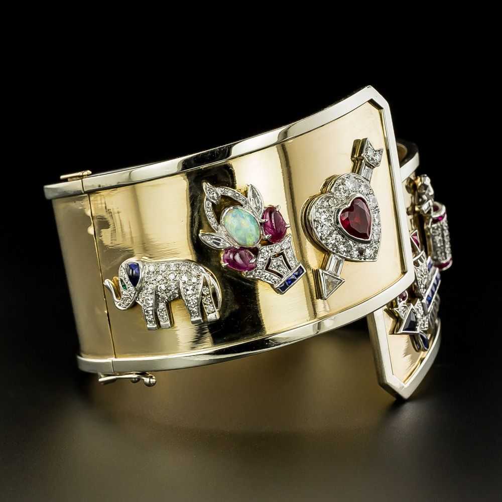 Art Deco Charm Bangle Bracelet - image 3