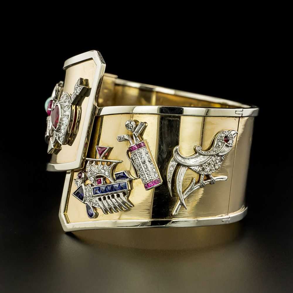 Art Deco Charm Bangle Bracelet - image 4