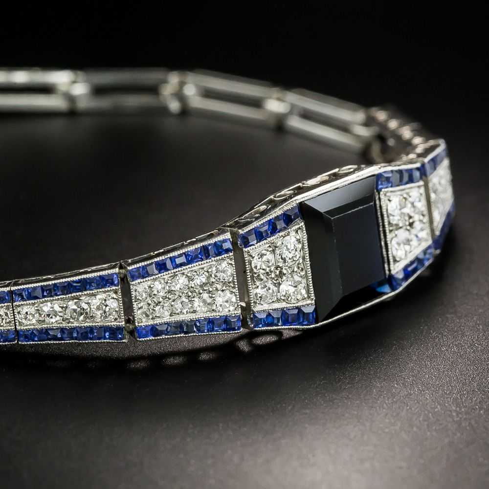 French Art Deco Sapphire and Diamond Bracelet - G… - image 3