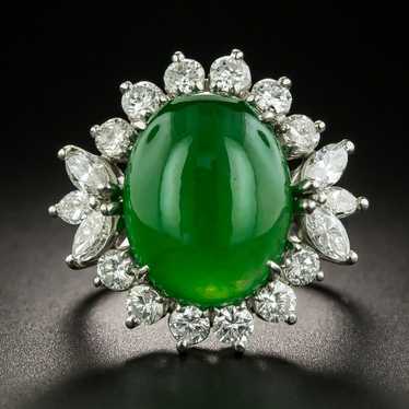 Fine Estate Jade and Diamond Ring - GIA - image 1