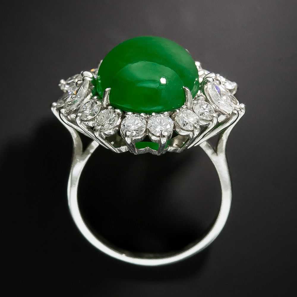 Fine Estate Jade and Diamond Ring - GIA - image 5