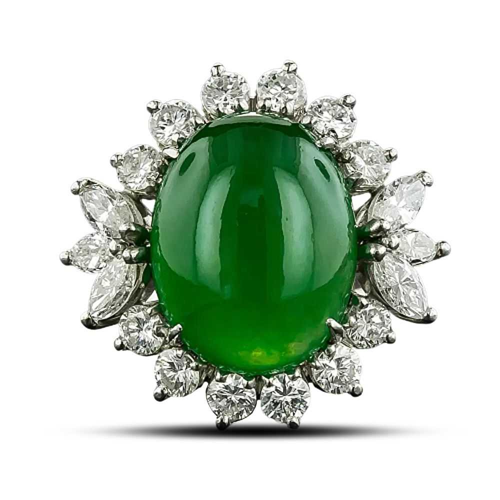 Fine Estate Jade and Diamond Ring - GIA - image 6