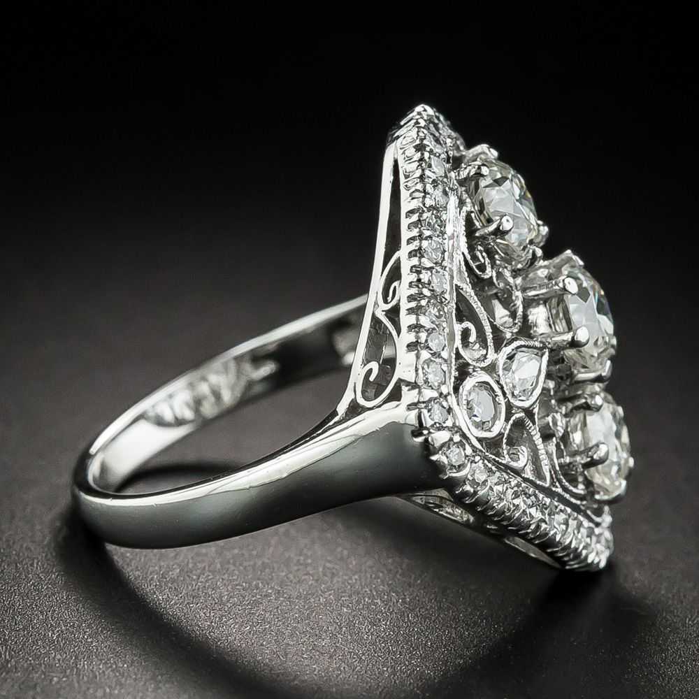 Edwardian Style Diamond Scroll Motif Dinner Ring - image 2