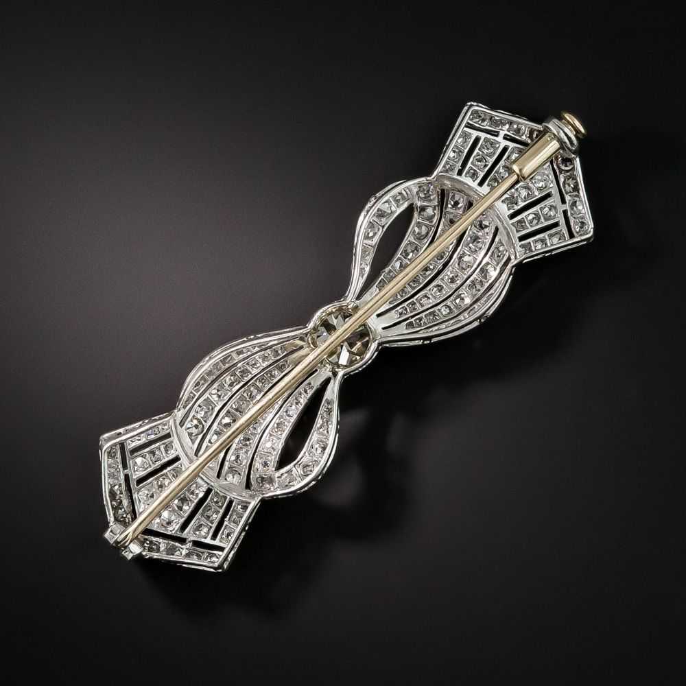Edwardian/Art Deco Platinum Diamond Bow Brooch - image 2