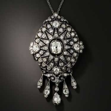 Victorian Antique Cushion Cut Diamond Pendant Neck