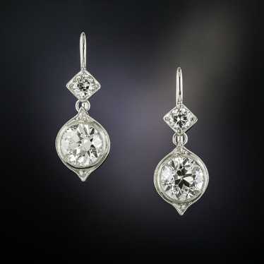 Art Deco 3.80 Carat Total Diamond Dangle Earrings - image 1