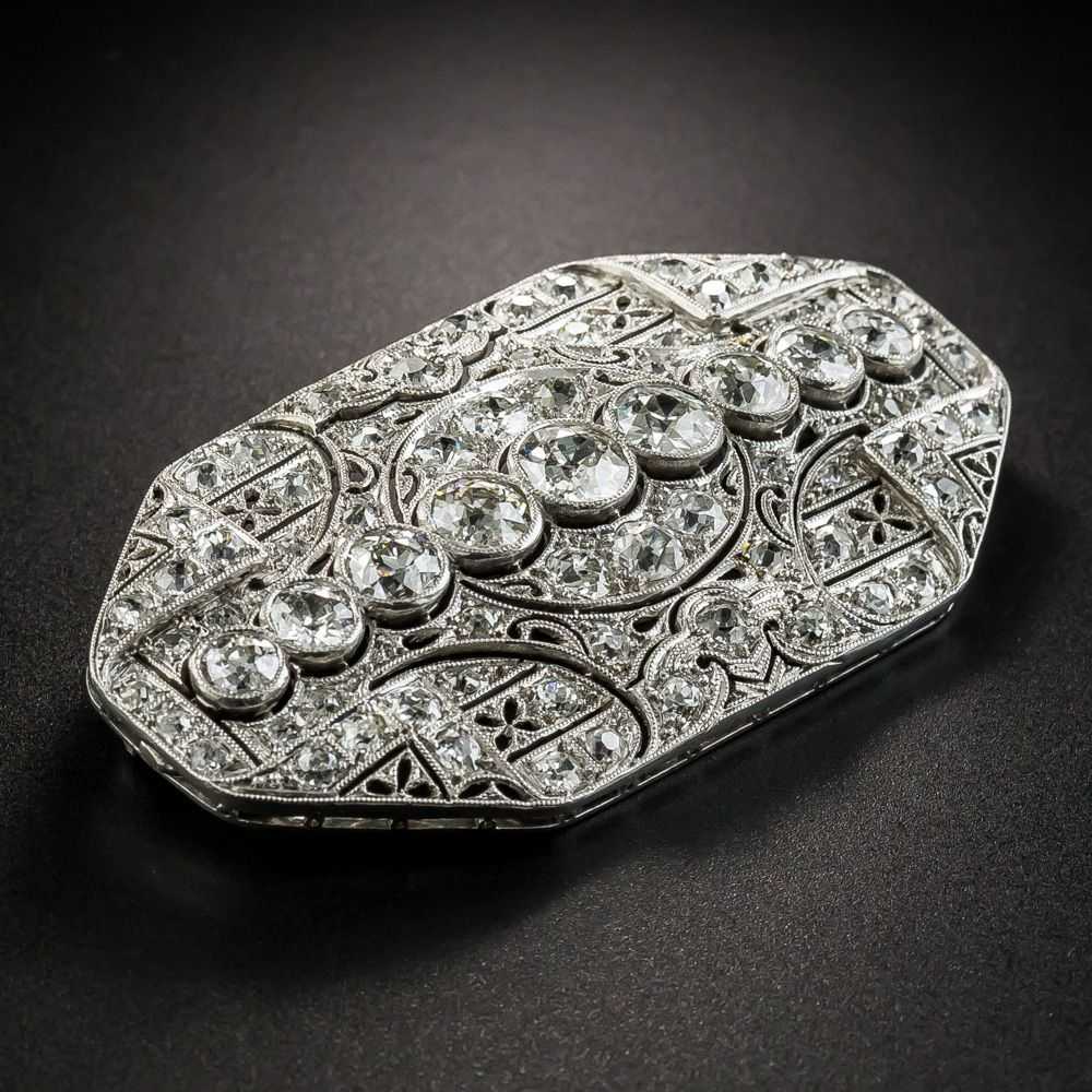 Art Deco Platinum Diamond Brooch - image 3