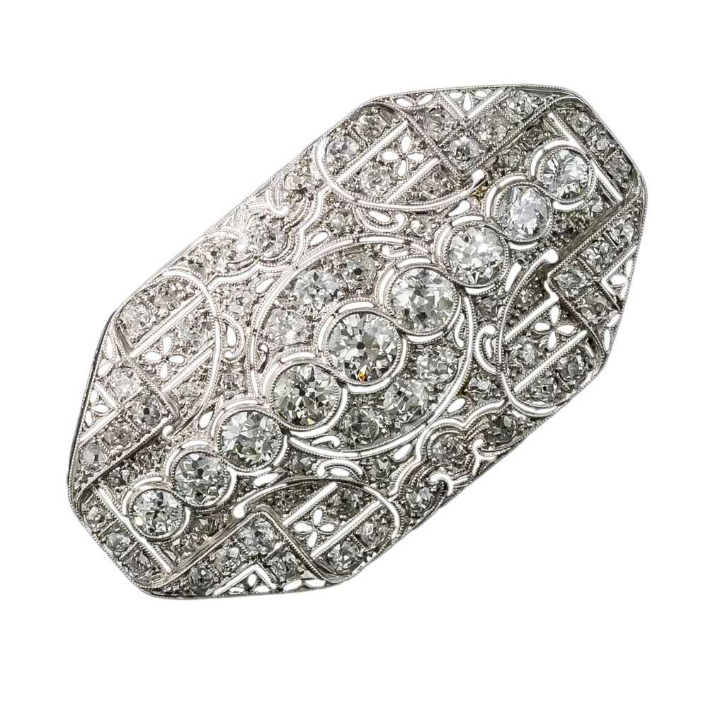 Art Deco Platinum Diamond Brooch - image 4