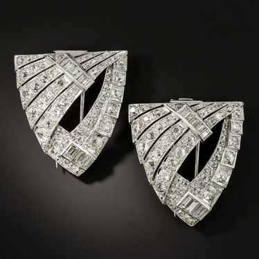 Large Art Deco Diamond Dress Clips - image 1
