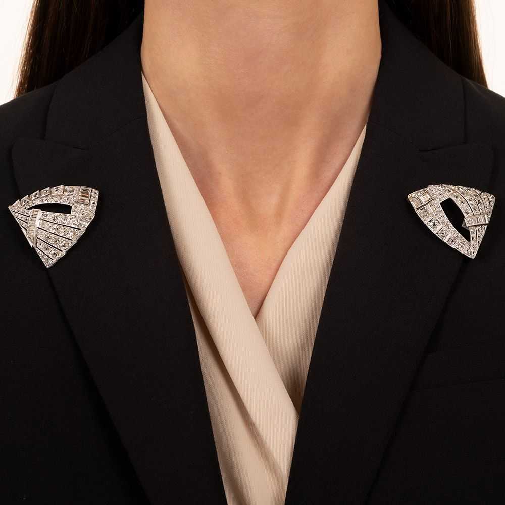 Large Art Deco Diamond Dress Clips - image 4