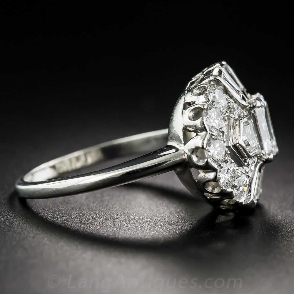 Mid-Century Platinum Diamond Ring - image 3