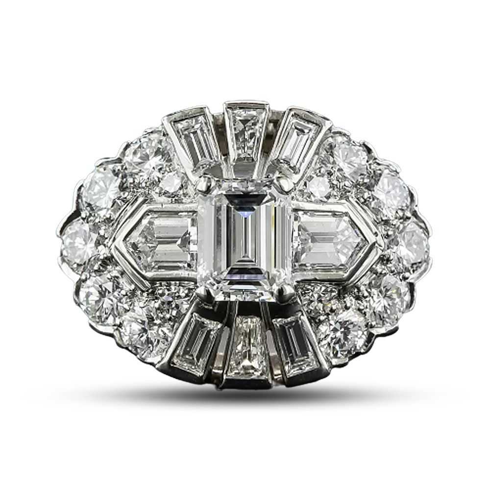 Mid-Century Platinum Diamond Ring - image 6