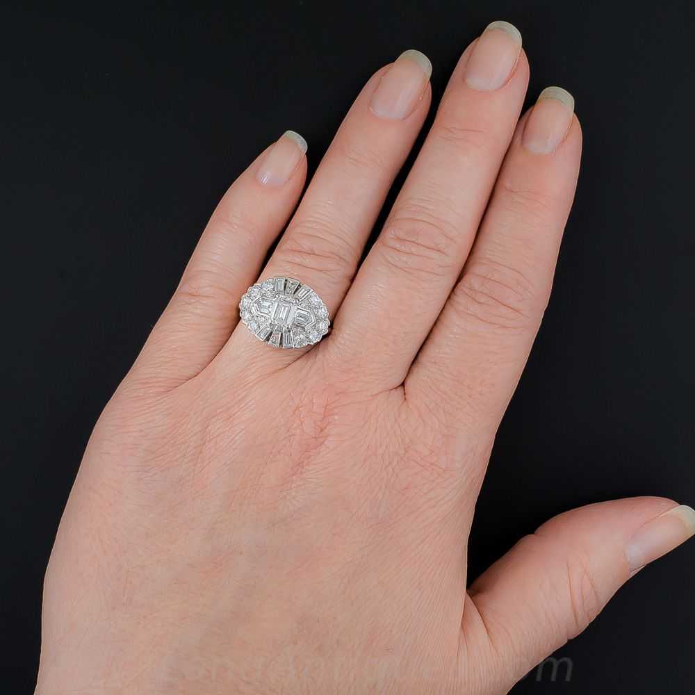 Mid-Century Platinum Diamond Ring - image 7