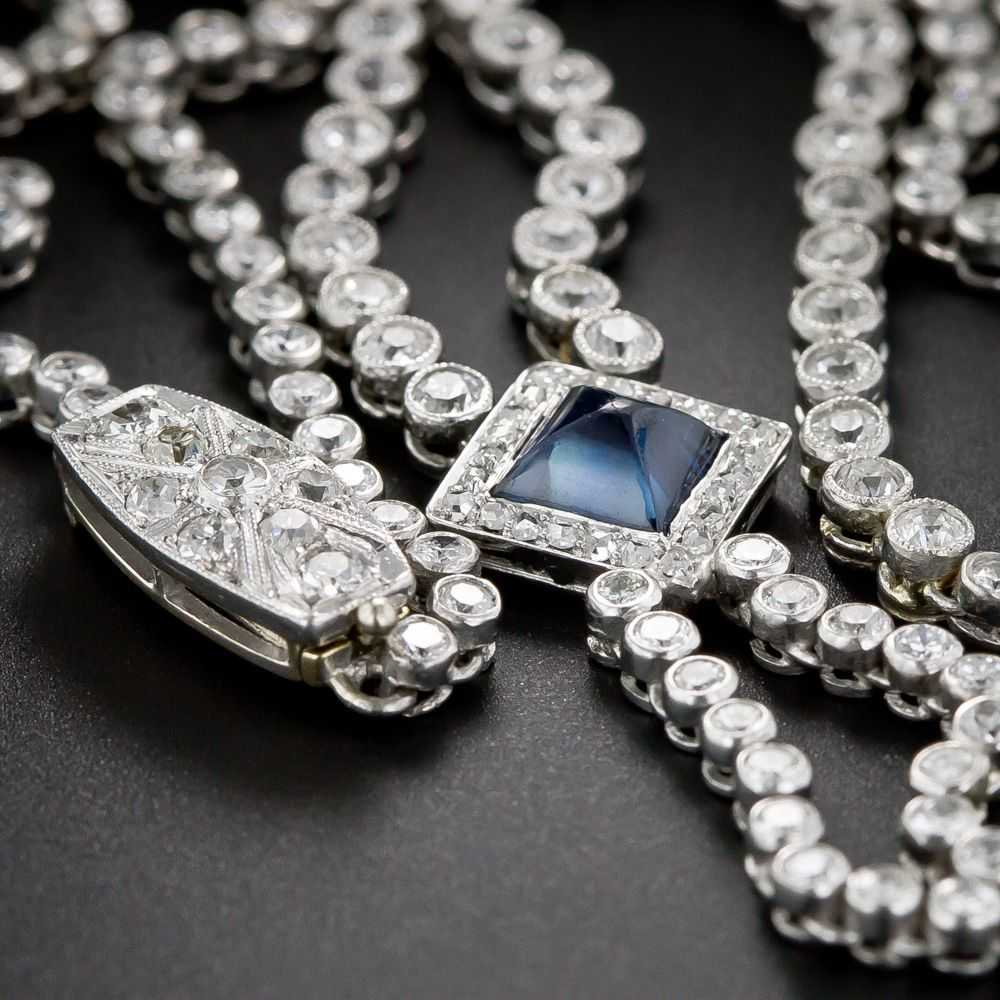 Art Deco Platinum Diamond and Sapphire Lavaliere … - image 5