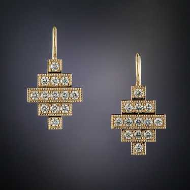 Lang Collection Rose Gold Deco Style Diamond Earr… - image 1