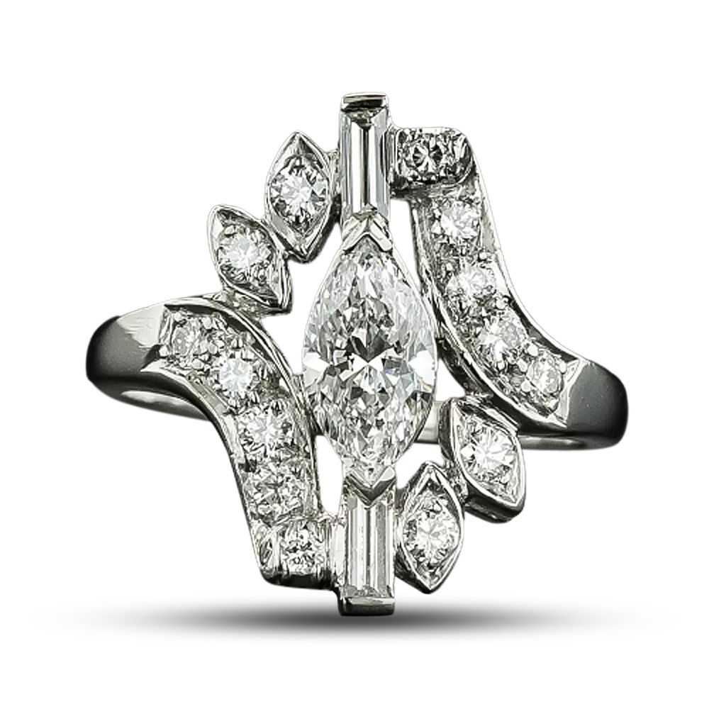 Vintage .76 Carat Marquise Diamond Dinner Ring - … - image 4