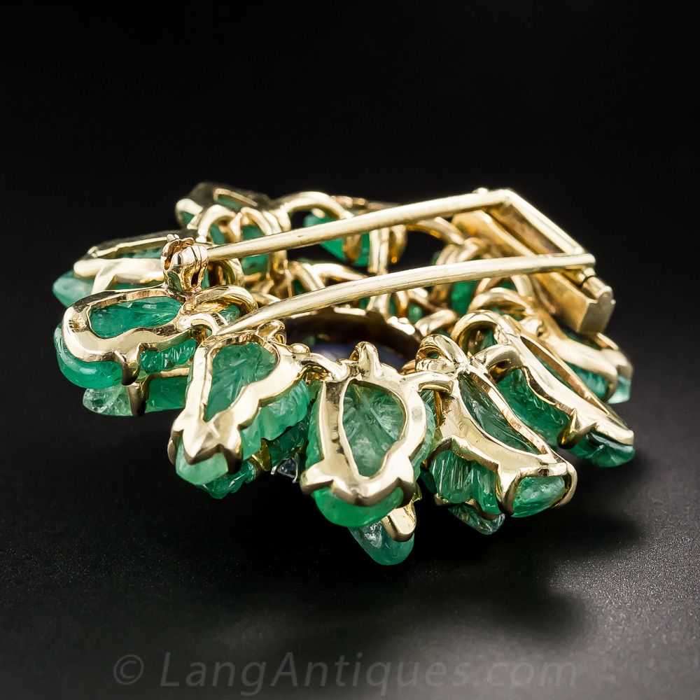 Star Sapphire and Carved Emerald Brooch - image 4