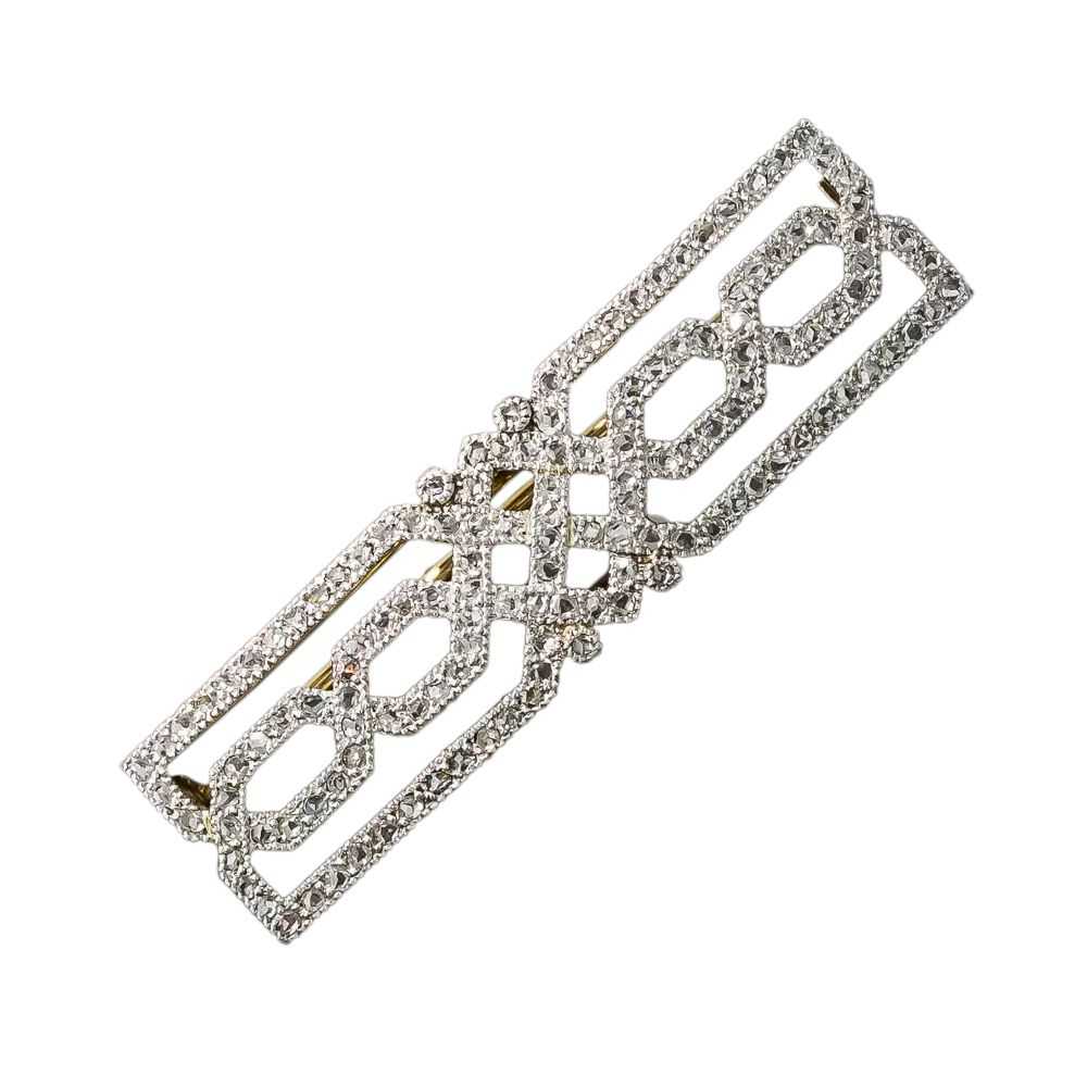 French Early Art Deco Diamond Bar Brooch - image 5