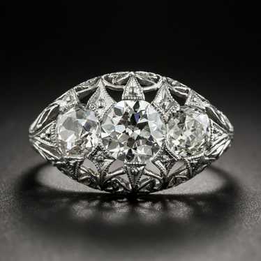 Edwardian/Art Deco Platinum Three-Stone Diamond R… - image 1