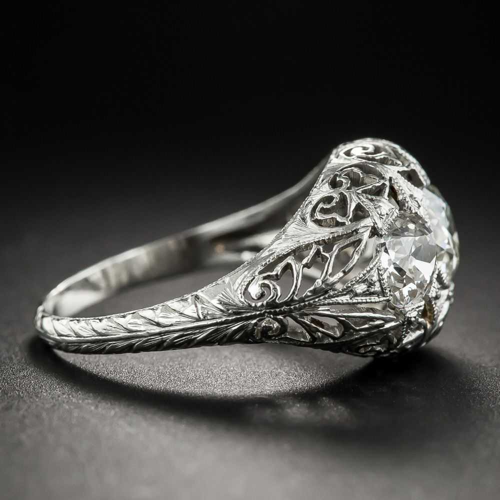 Edwardian/Art Deco Platinum Three-Stone Diamond R… - image 3