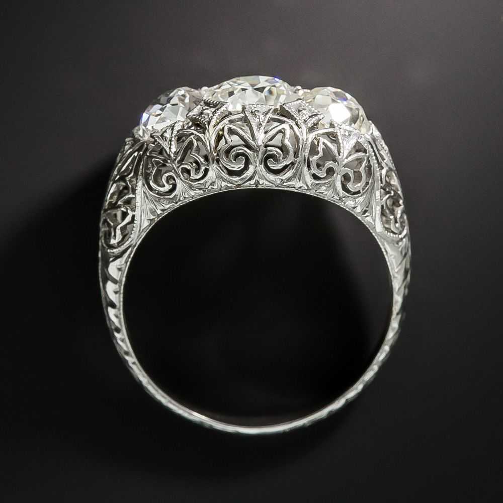 Edwardian/Art Deco Platinum Three-Stone Diamond R… - image 4
