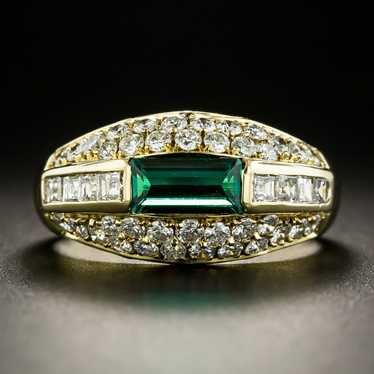 Estate Emerald and Diamond Domed Band Ring - GIA … - image 1