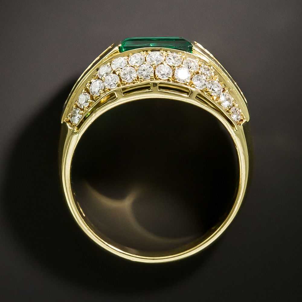 Estate Emerald and Diamond Domed Band Ring - GIA … - image 4