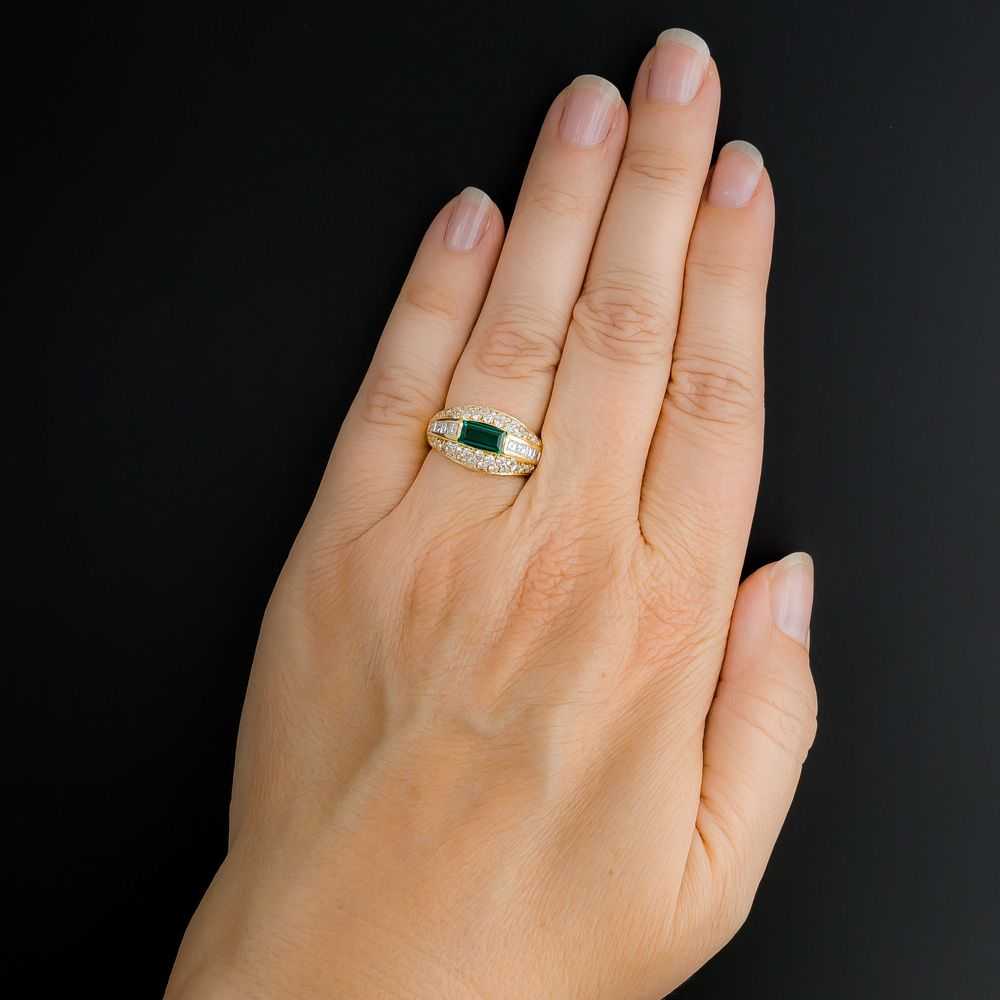 Estate Emerald and Diamond Domed Band Ring - GIA … - image 6