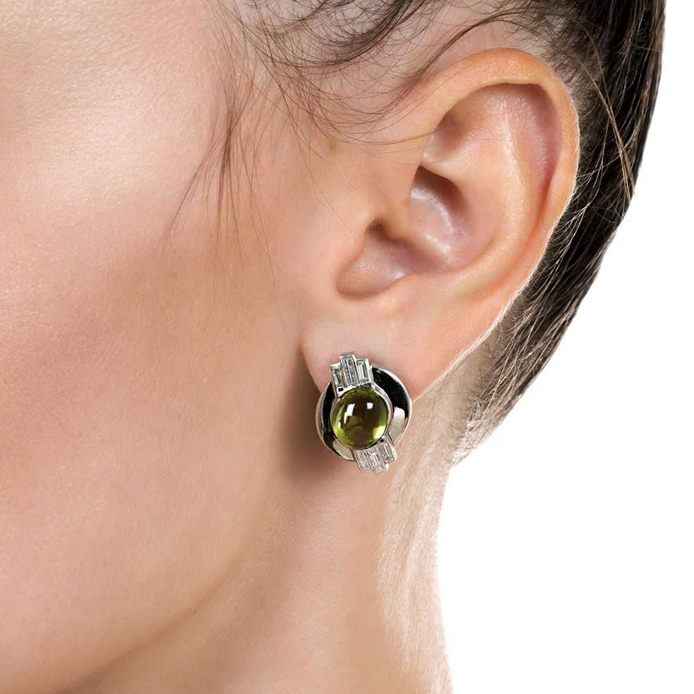 Estate Peridot and Baguette Diamond Earrings - image 3