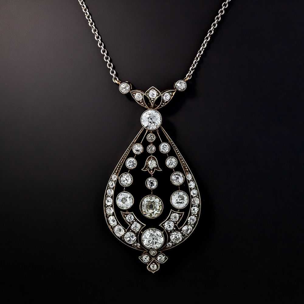 Austro-Hungarian Antique Diamond Pendant Necklace - image 1