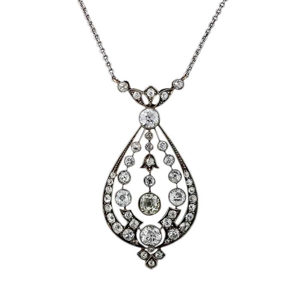 Austro-Hungarian Antique Diamond Pendant Necklace - image 2