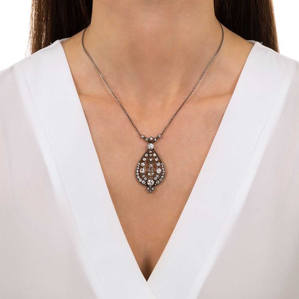 Austro-Hungarian Antique Diamond Pendant Necklace - image 3