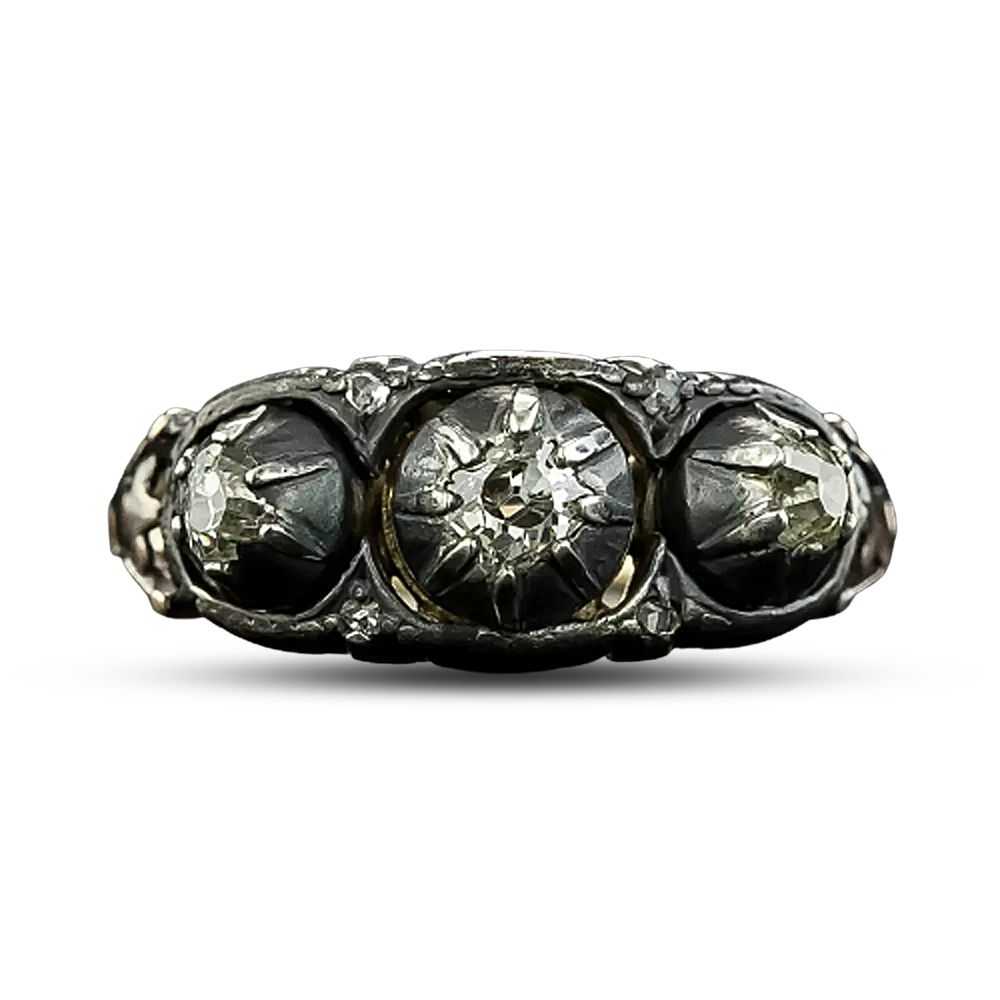 Georgian Three-Stone Diamond Ring - image 5