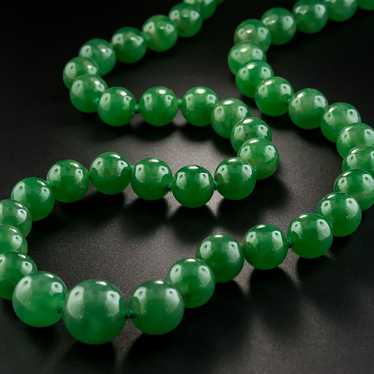 Imperial Natural Burmese Jade Bead Necklace - image 1