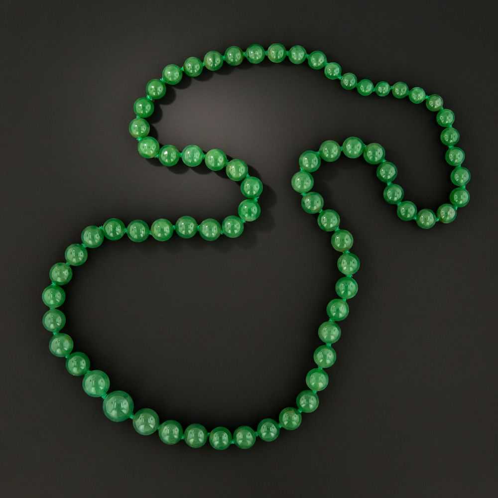 Imperial Natural Burmese Jade Bead Necklace - image 2