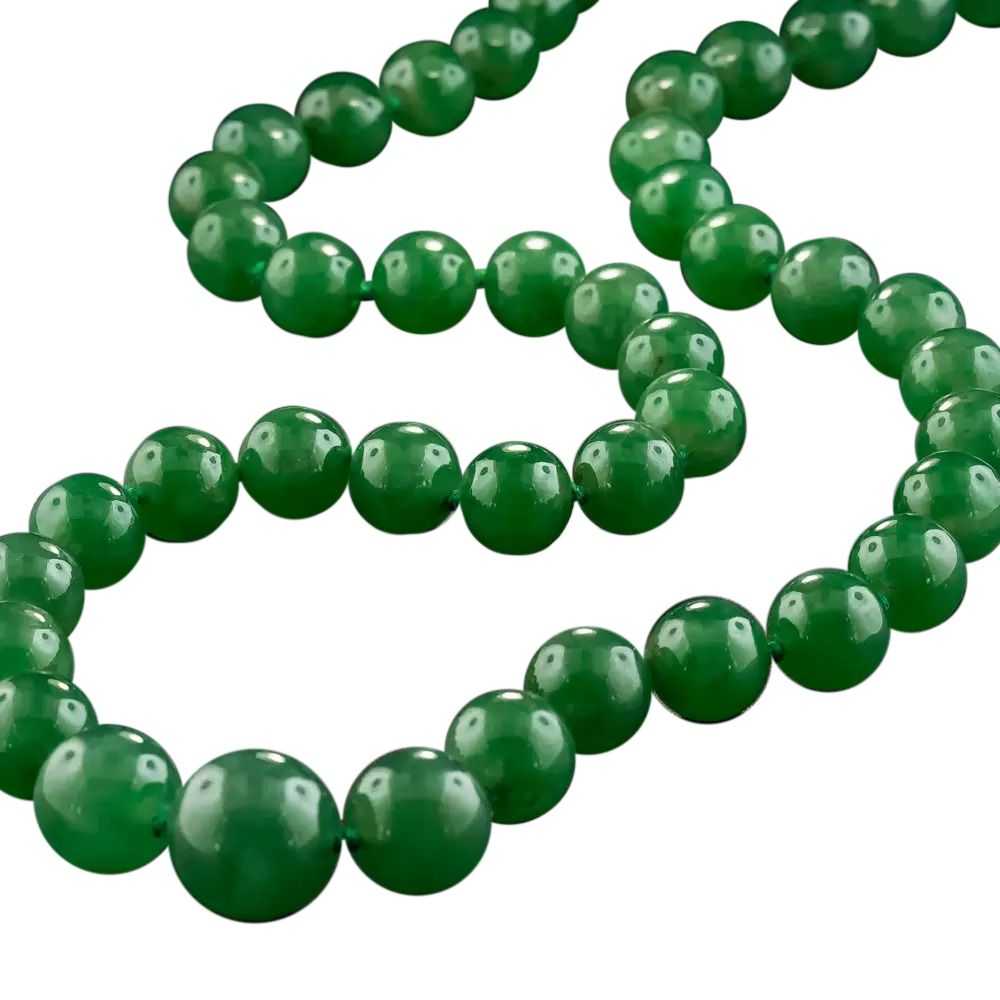 Imperial Natural Burmese Jade Bead Necklace - image 3