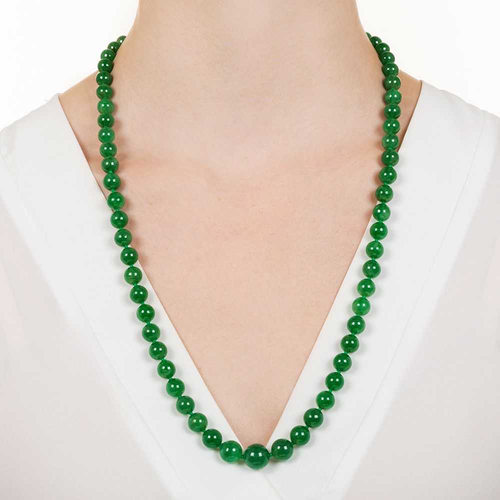 Imperial Natural Burmese Jade Bead Necklace - image 4