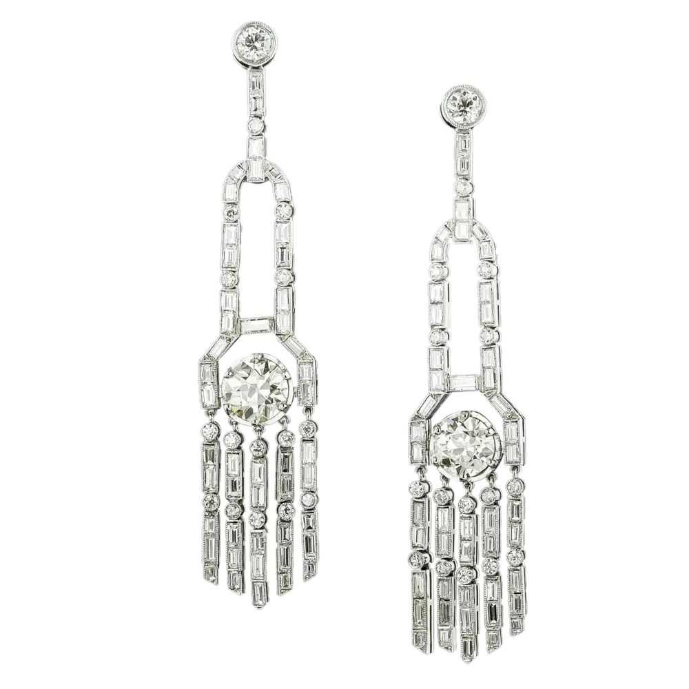 Art Deco Style Diamond Drop Earrings with 2.89 Ca… - image 3