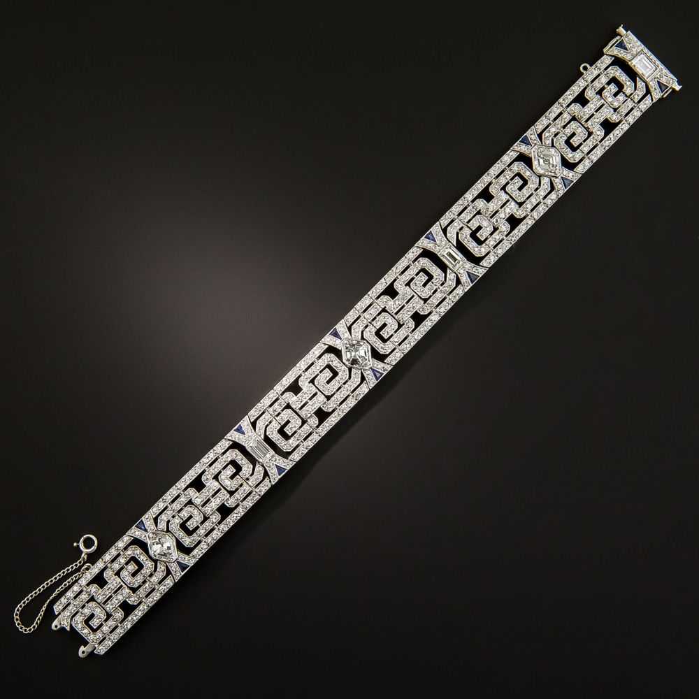 Fine Art Deco Lozenge-Cut Diamond and Sapphire Bracel… - Gem