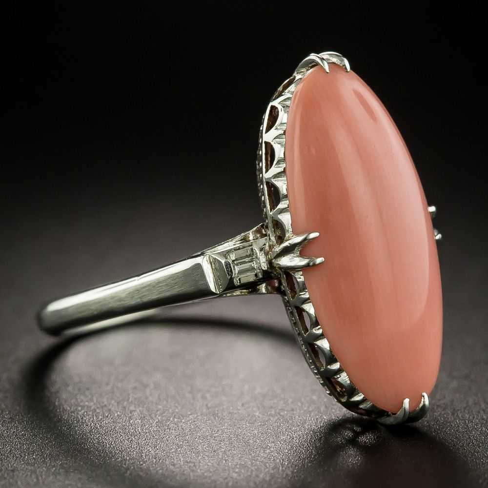 Vintage Coral and Diamond Dinner Ring - image 2