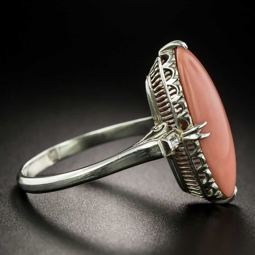 Vintage Coral and Diamond Dinner Ring - image 3