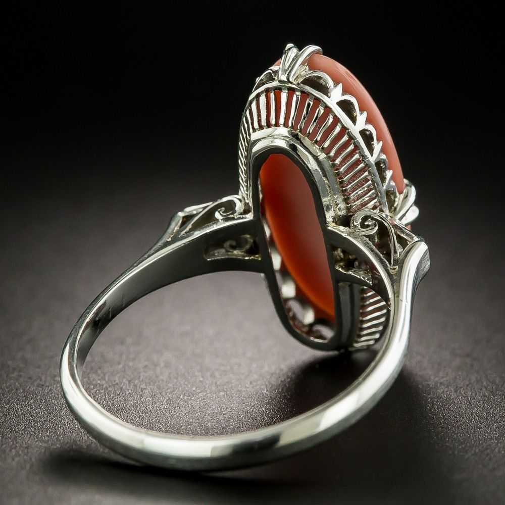 Vintage Coral and Diamond Dinner Ring - image 4