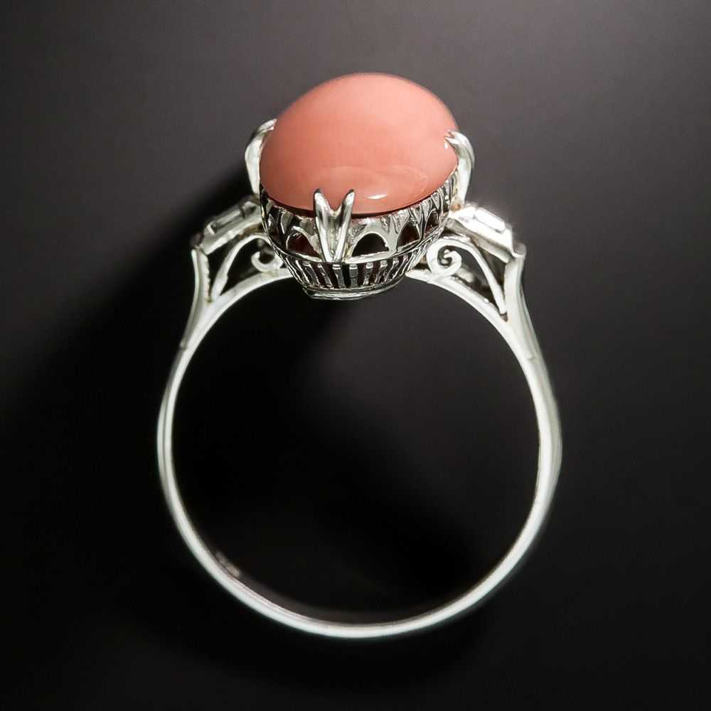 Vintage Coral and Diamond Dinner Ring - image 5