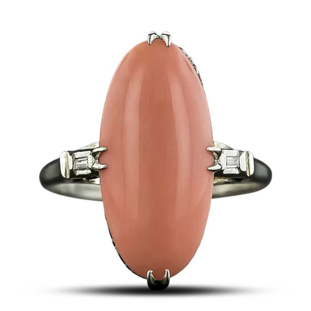 Vintage Coral and Diamond Dinner Ring - image 6