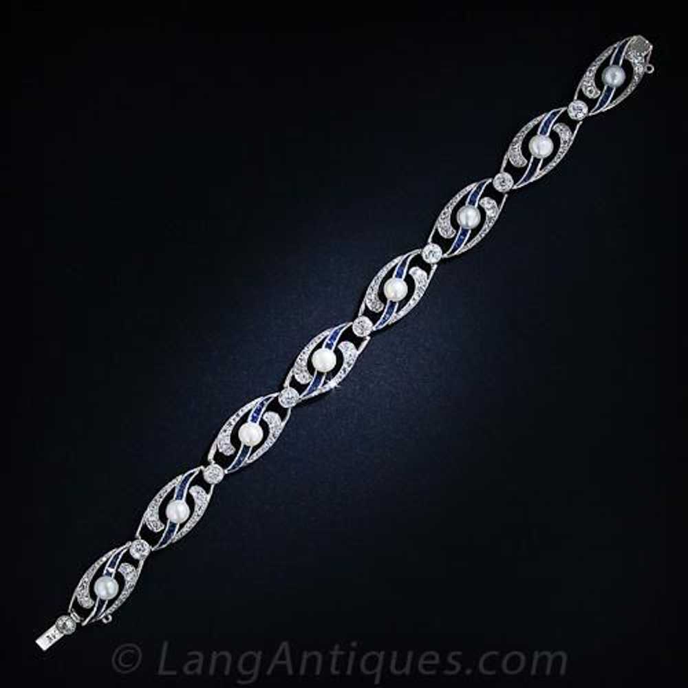 French Edwardian Natural Pearl, Diamond, Sapphire… - image 3