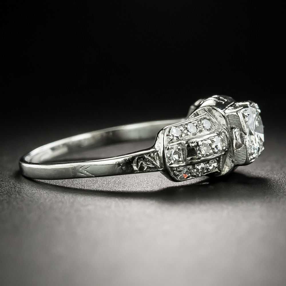 Late Art Deco .50 Carat Diamond Engagement Ring - image 2