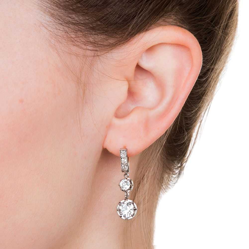 Vintage Double Diamond Dangle Earrings - GIA I VS… - image 4